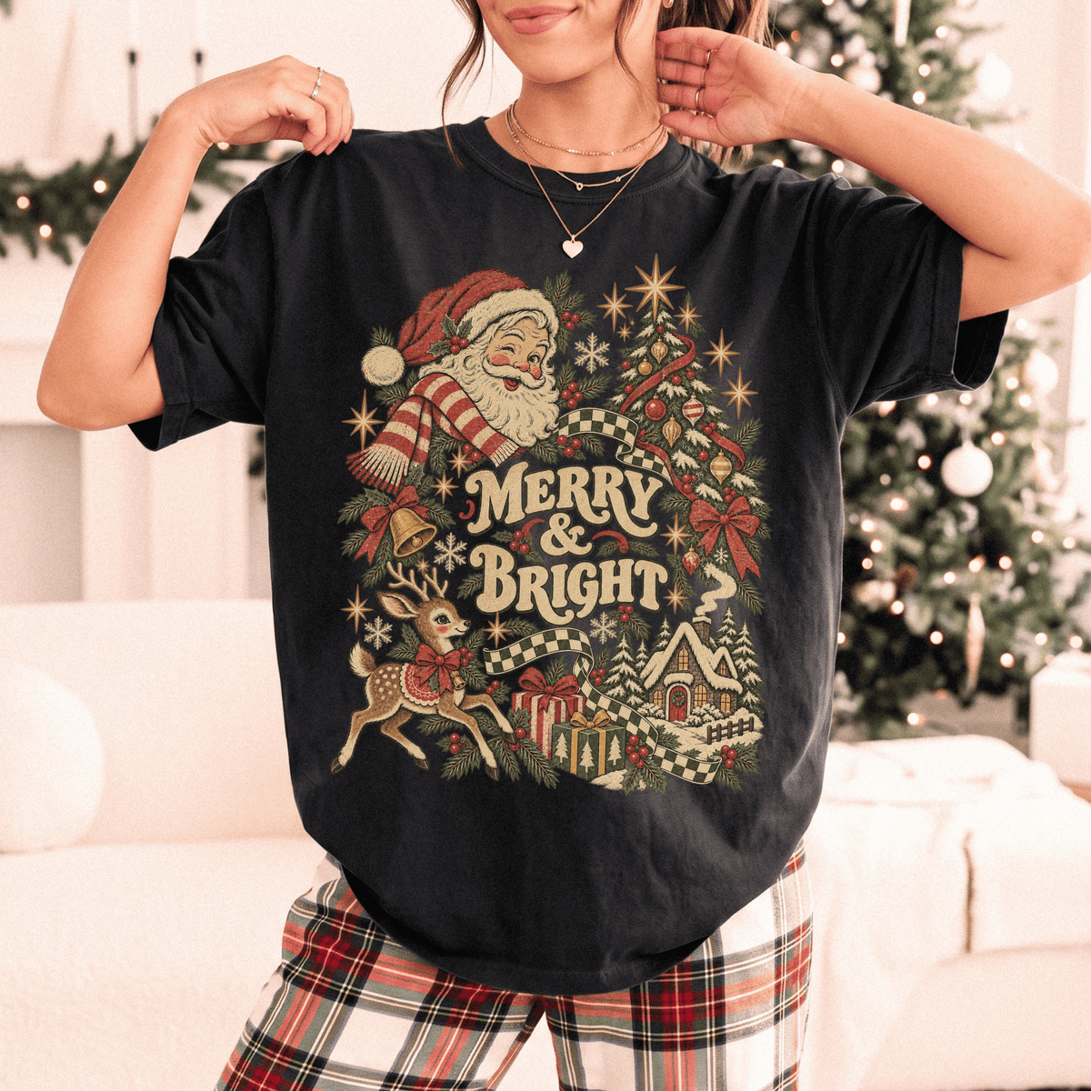 Merry & Bright Vintage Christmas Tee