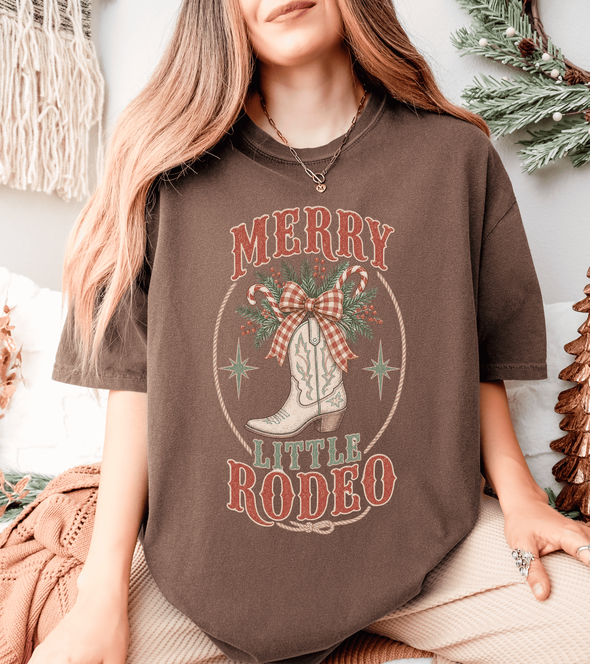 Merry Little Rodeo Christmas Shirt, Western Cowgirl Comfort Colors Tee